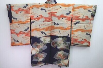8377D1 Silk Vintage Japanese Kimono Haori Jacket Meisen