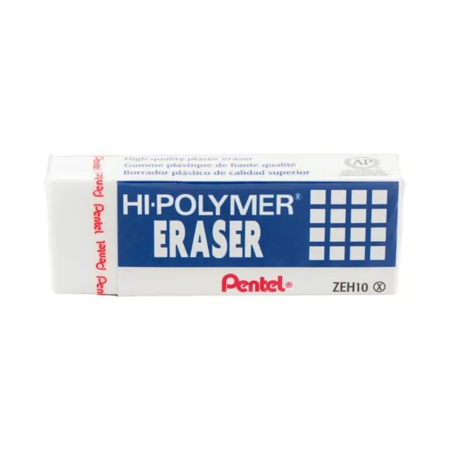 Pentel Hi-Polymer Large Block Eraser, 3 Pack (ZEH10BP2F)