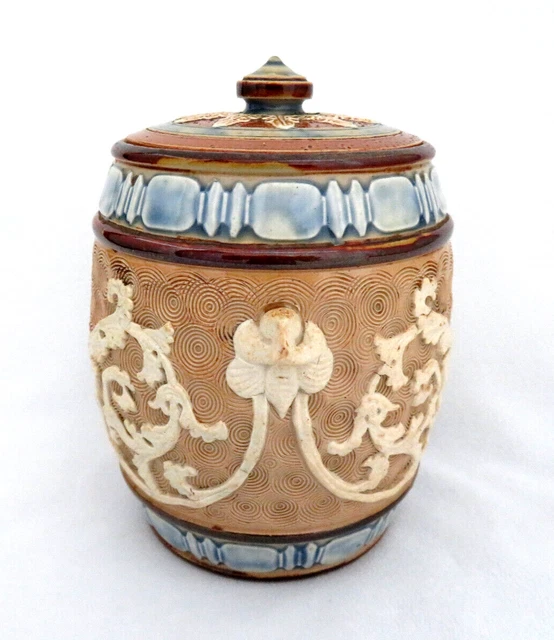 ANTIQUE 1800'S DOULTON Lambeth England Pottery Humidor Tobacco Jar £105