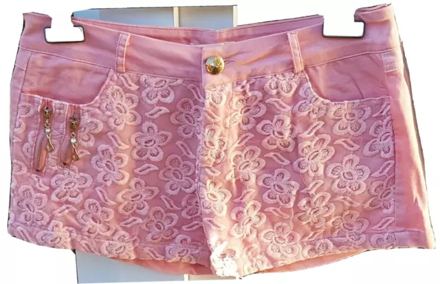 Miracle, Short, Hotpant, rosa, bestickt, Hingucker Reißverschluss, Gr. S/M