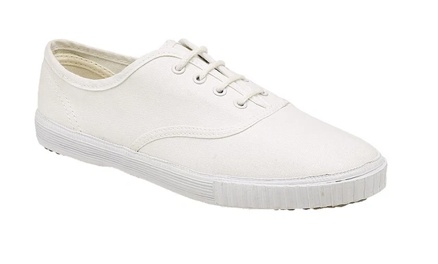 DEK MENS WHITE Canvas Pumps Shoes Plimsolls Plimsol Retro Trainers Lace Up Size 11.99 PicClick UK