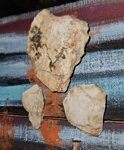 3 Large Chert Flint Hand Axe  Scraper Authentic Native American Weapons Stone