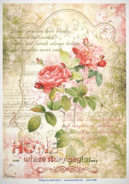 Rice Paper A/4 for Decoupage Scrapbook Craft Sheet - Roses