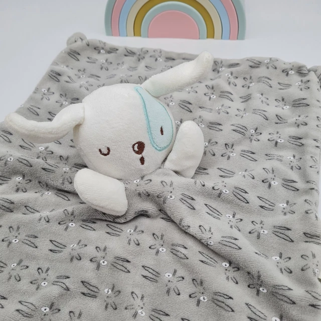 Doudou Plat Siplec Leclerc Lapin Chien Blanc Gris Coquard Bleu Neuf / 12 / 46