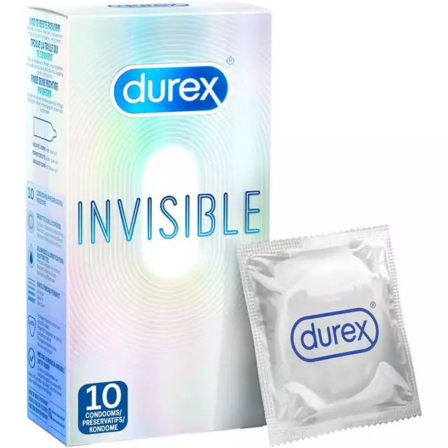 10 Stück Durex Invisible Kondome extra dünn für intensives Empfinden beim Sex