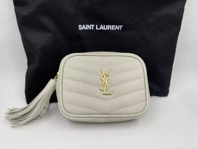 Yves Saint Laurent YSL Ivory Matelasse Micro Baby Lou Lou Cream Camera Bag