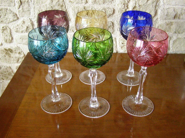 Service Six Grands Verres En Cristal Du Rhin