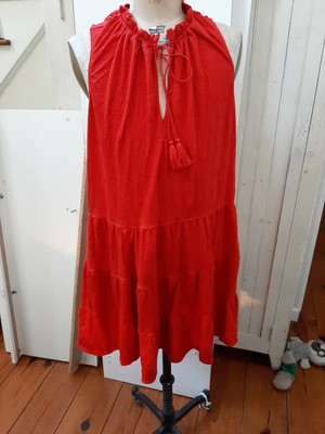 Max Studio  Boho Tiered Sleevless Midi Dress Orange XL