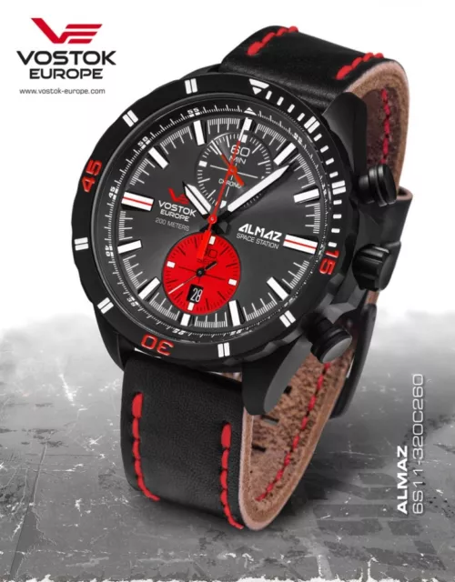 Armbanduhren Vostok Europe Almaz Chrono-rot /PVD inkl. 2 Uhrenbänder