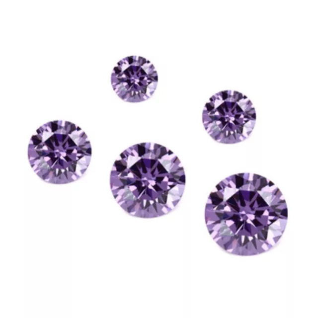 Cubic Zirconia Round Brilliant Cut Loose Stones Various Colours & Sizes 2