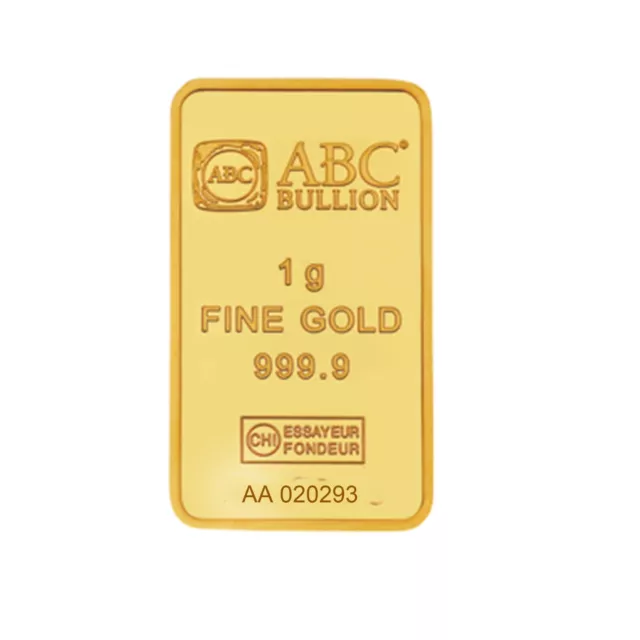 1 Gram 999.9 Solid Gold ABC Minted Bullion Ingot Bar in Sealed Certified Package