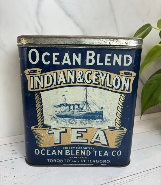 雑貨 インテリア Ocean Blend Indian and Ceylon Tea Tin  ティン缶 ビンテージ 雑貨 インテリア Ocean Blend Indian and Ceylon Tea Tin ティン