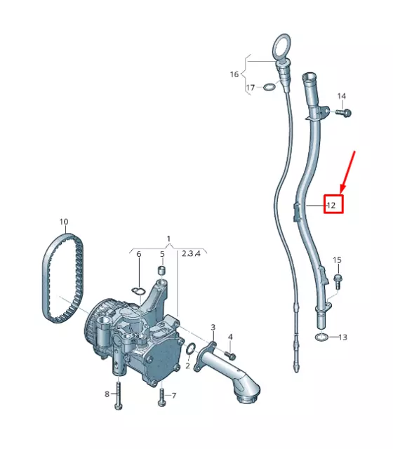 Neuf Vw Passat B8 3G Jauge D'huile Moteur 03N103634 Original