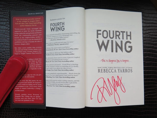 SIGNED, STAMPED REBECCA YARROS Exclusive Holiday Ed FOURTH WING w/ SPRAYED EDGES