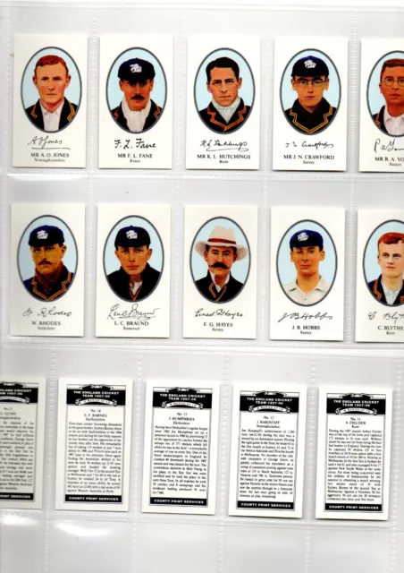 The England Cricket Team 1907-08  Set Of 15 County Print Services  1990 Sleeved