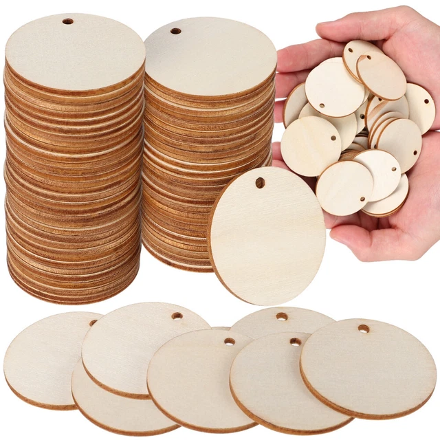 100 piezas virutas de madera redondas recortes de madera adornos discos de madera