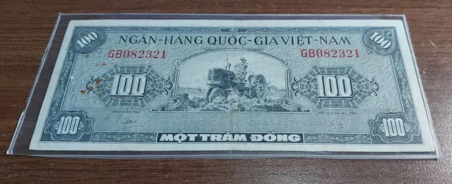 1955 South Viet Nam 100 Dong National Bank Very Nice Note