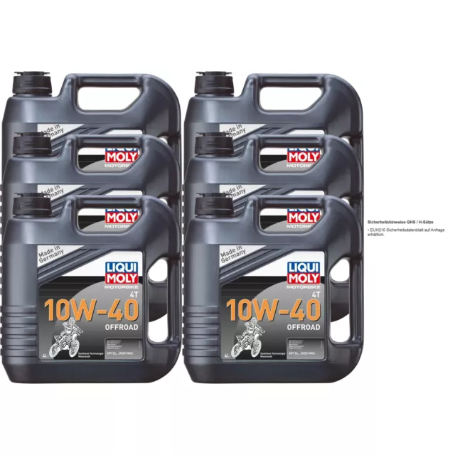 6x Liqui Moly Motorbike 4T 10W-40 Offroad Motorrad Motoröl API SL JASMO MA2 4L