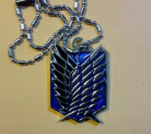 Attack on Titan metal Survey Recon Corps Wings pendant/necklace blue