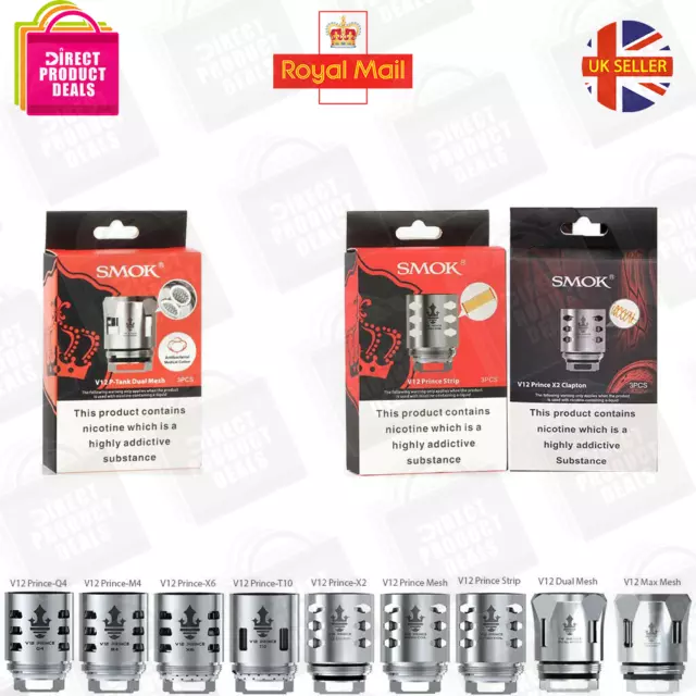 SMOK TFV12 PRINCE Coils | Q4 | M4 | X6 | T10 | DUAL, TRIPLE, MAX MESH | P-Tank