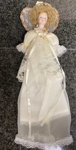 Vintage Victorian Curly Hair Lace Porcelain Doll Angel Fairy
