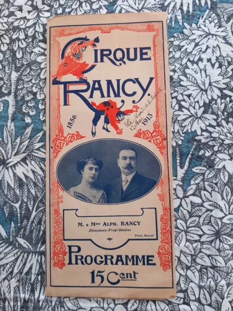 programme circus circo zirkus cirque Rancy 1913
