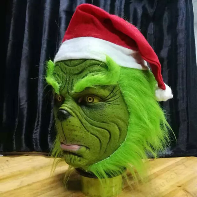 The Grinch Full Head Mask Christmas Santa Xmas Cosplay Stole Costume Mask