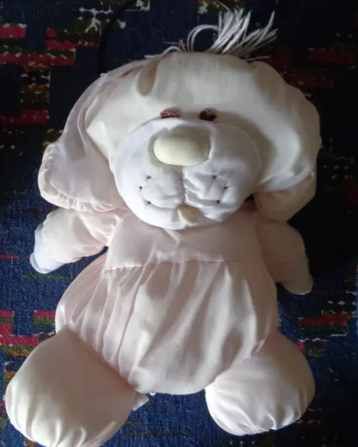 Rb/  Doudou Peluche Vintage Lucky Bell Puffalump Chien Rose Blanc 34 Cm Ttbe
