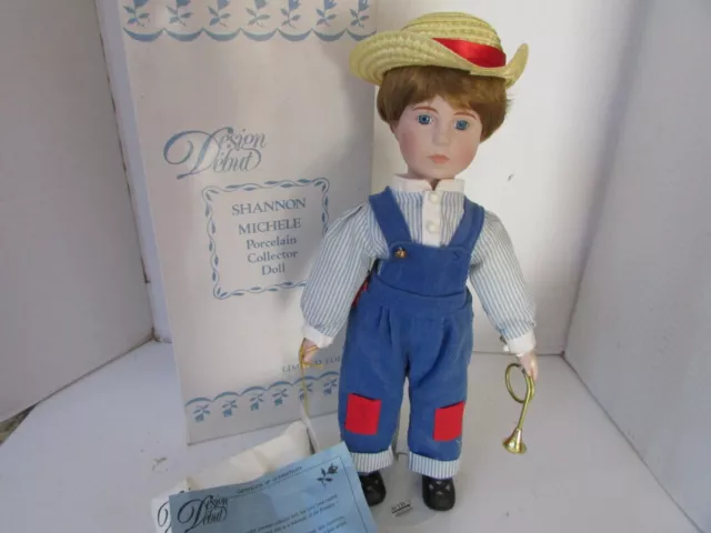 Design Debut Porcelain Doll Little Boy Blue W/Horn Box Coa Shannon Michele Ltd