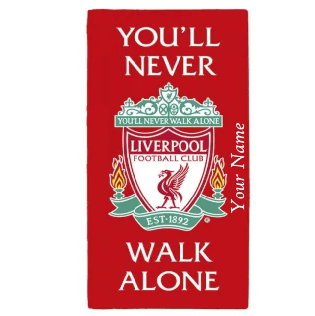 PERSONALISED Mens Boys Official LIVERPOOL FC Beach Towel  100% Cotton 70x140cm