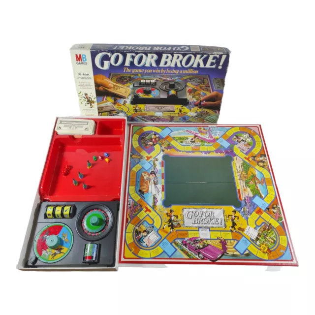 Go For Broke Board Game MB Games 1985 100% Complete Vintage Family Fun