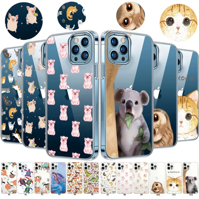 Animals Printed Soft TPU Case Phone Cover For iPhone 15 14 13 12 Pro Max 11 XR 8
