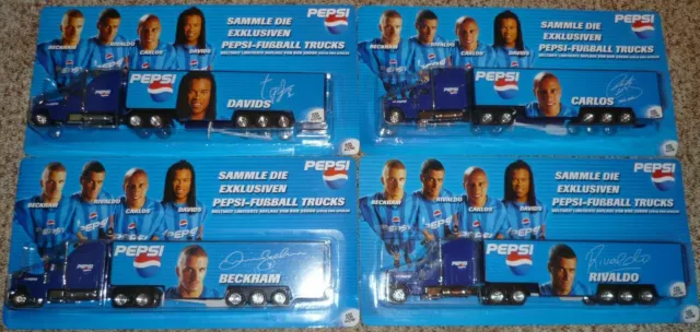 4 Pepsi Trucks Beckham Rivaldo Carlos Davids kompletter Satz