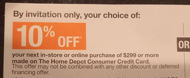 Home Depot Coupon 10% Online/In Store Must Spend $299. Max Disc $200 Exp 4/16