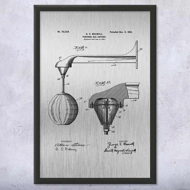 Speed Punching Bag Patent Framed Print Boxing Art Sports Decor Gift For Coach