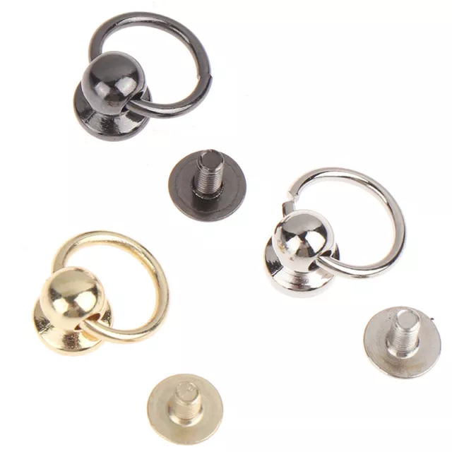 10pcs Metal Ball Post With O Ring Studs Rivets Nail Screwback Round Head Spikes'