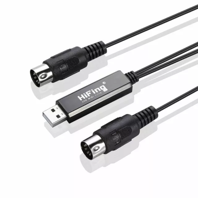 Convertisseur / Adaptateur d'Interface MIDI Hi-Fi USB IN-OUT avec Cable M 2