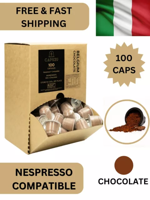 100 Premium Belgium Hot Chocolate Pods Capsules Nespresso Compatible