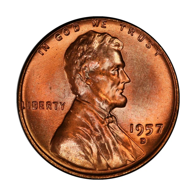 1957 D Lincoln Wheat Cent Choice BU 1c Brilliant Uncirculated OBW Superb Detail