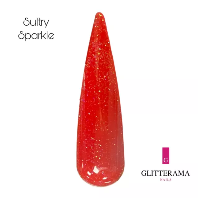 SULTRY SPARKLE Red coloured glitter acrylic powder Glitterama Nails shimmer