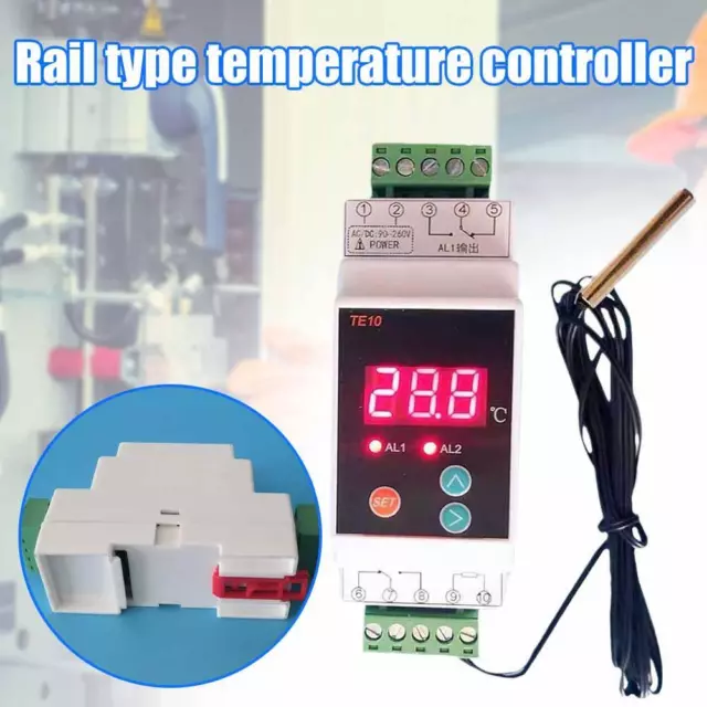 AC 90 ~ 260 V Termostato Din Rail 2 vie Relè Uscita Allarme Temperatura ControlloH6