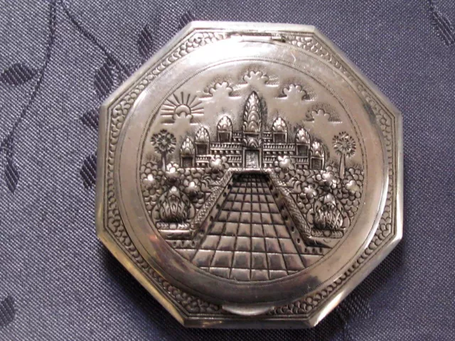 Solid Silver Chinese Silver Powder Compact Asian