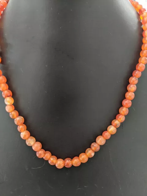 Vintage Carnelian Agate Necklace Length-45Cm, Beads Dia-6Mm