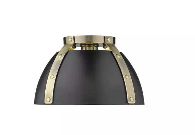 Golden Lighting Aldrich 1-Light 10 in. Aged Brass Flush Mount