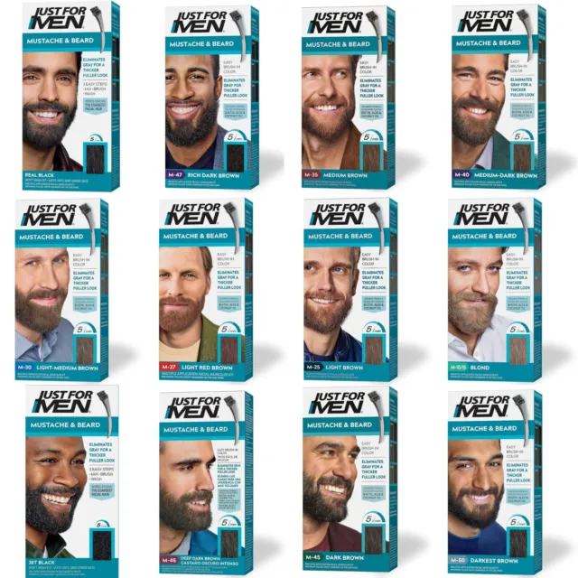 Just For Men Mustache & Beard, Beard Dye for Men with Brush Included - 12 shades