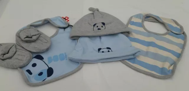 Ensemble d'accessoires pour bébés garçons en bavoirs bleus/gris bottines chapeaux taille 12-18 mois