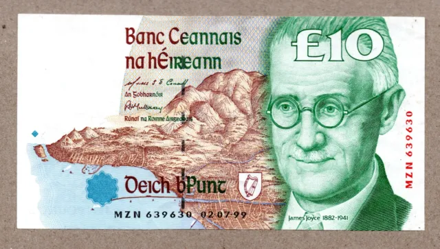 Orignal Vintage1999 Ireland Irish Eire, Ten pound £10 banknote, James Joyce