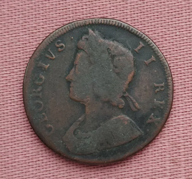 1730 George II Half Penny - Stop After Date - Spink 3717