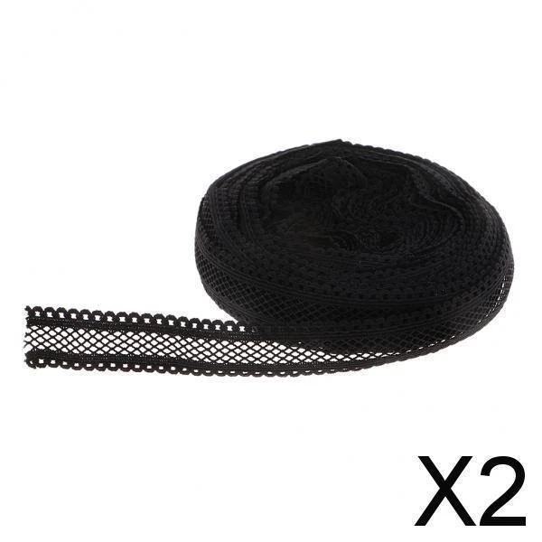 2X 5 Yards 18mm Stretch Elastische Spitze Trim Band DIY Nähen Handwerk Schwarz