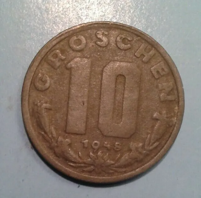 Austria 10 Groschen coin 1948